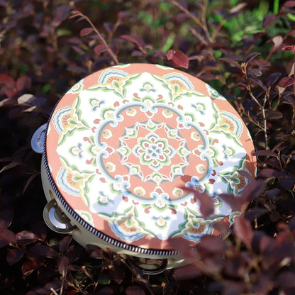 8 Inch Tambourine Bell Hand Drum Dunhuang Style Stainless Steel Bells Drums Percussion Musical Instruments Orff Children Gift