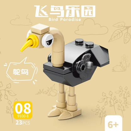 10in1 Cute Animals Bird Paradise Crow Parrot Peacock Eagle Flamingo Building Blocks Kit Girl Bricks Model Kids Toy Children