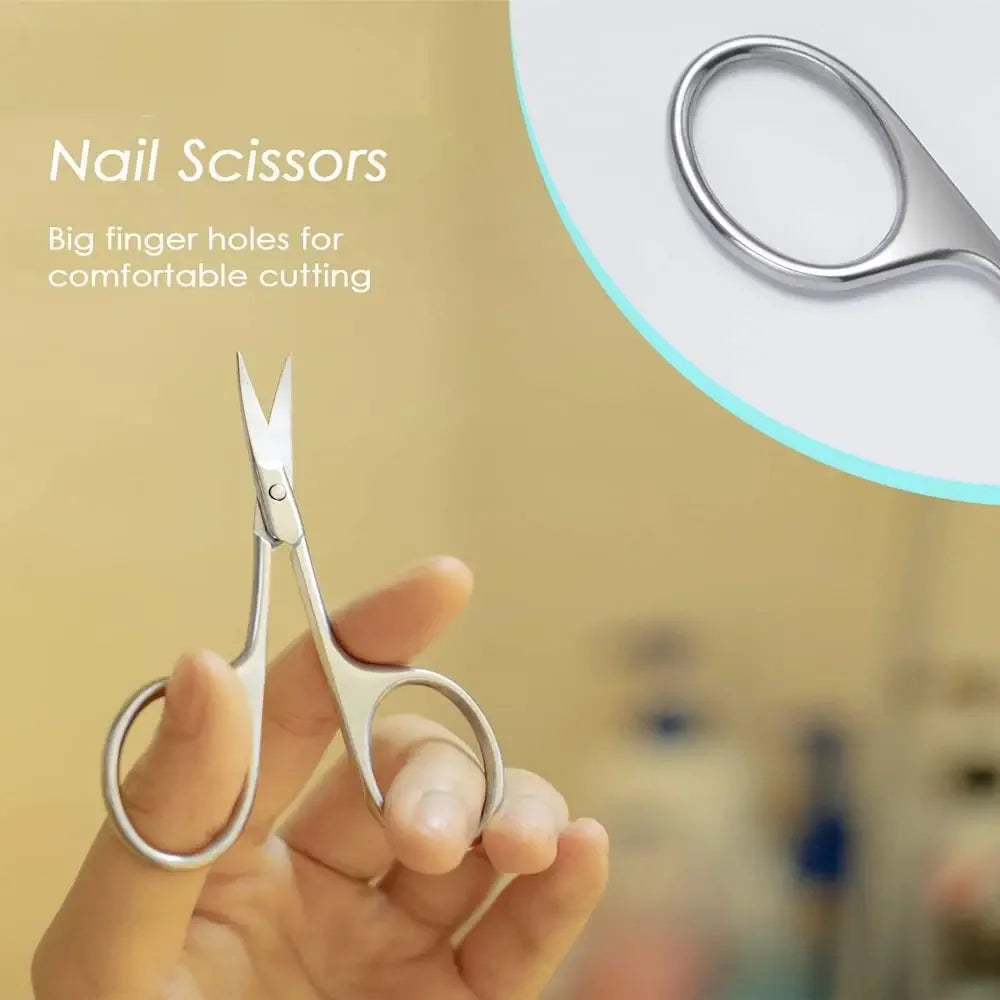 Professional Manicure Scissors Stainless Steel Cuticle Precision Beauty Grooming for Nail Facial Hair Eyebrow Eyelash Nose Hair