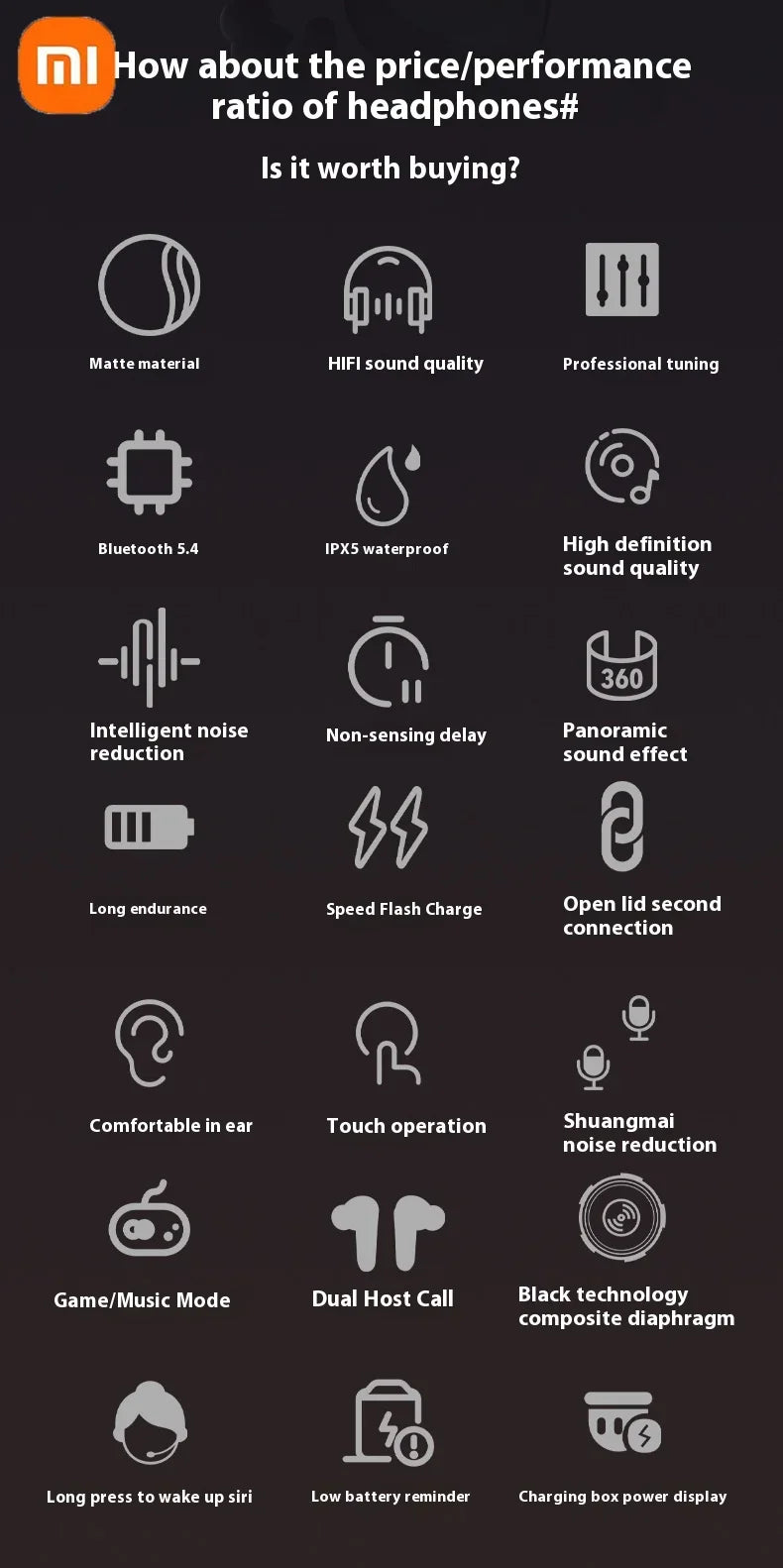 Xiaomi Redmi A98 Wireless Earphones Bluetooth 5.4 Earphones, HD Call Sound Quality Convertible Language Mode in Ear