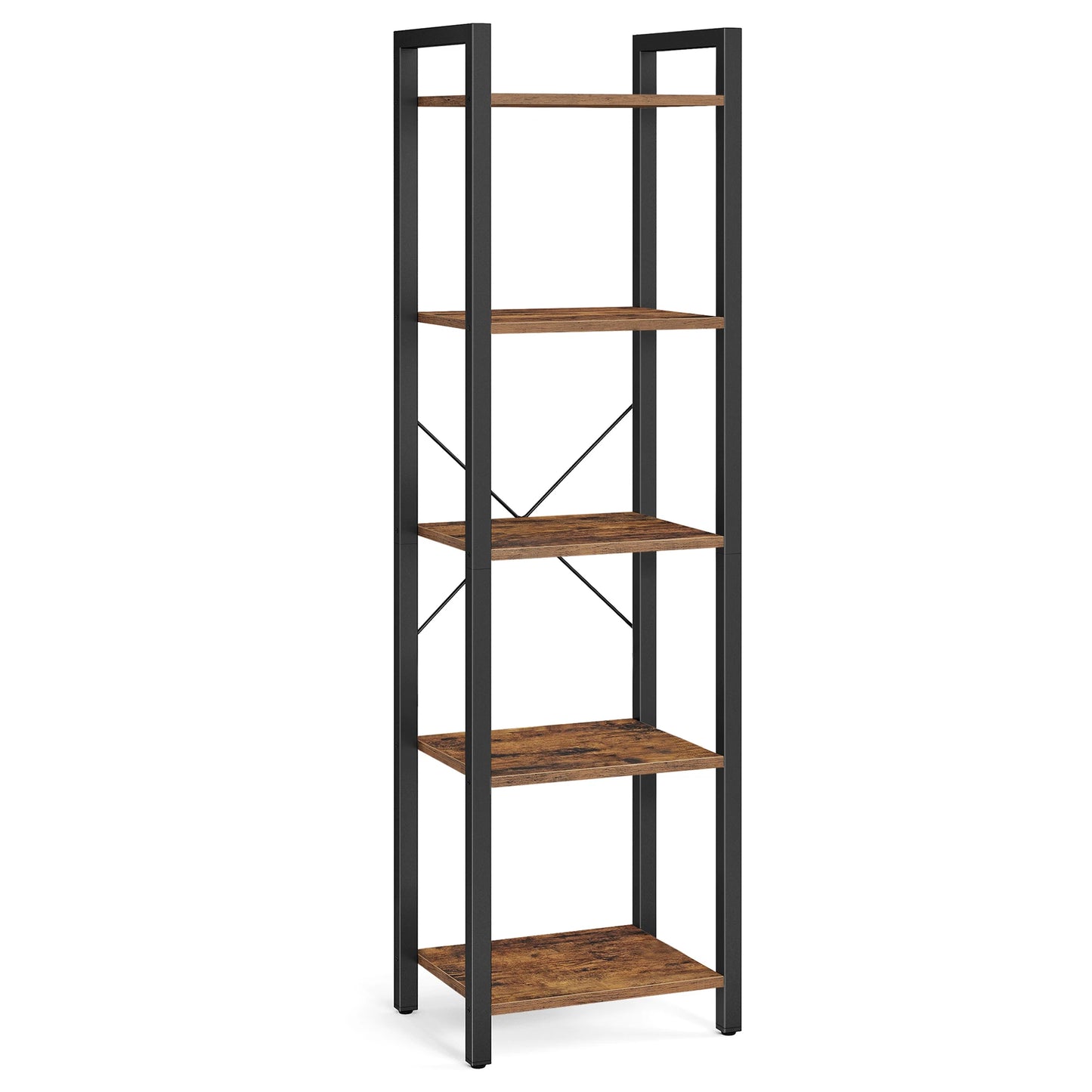 VASAGLE LLS100B01 5 Tier Bookcase Storage Unit for Office, Living Room, Bedroom, 30 x 39.5 x 154 cm, Industrial Style