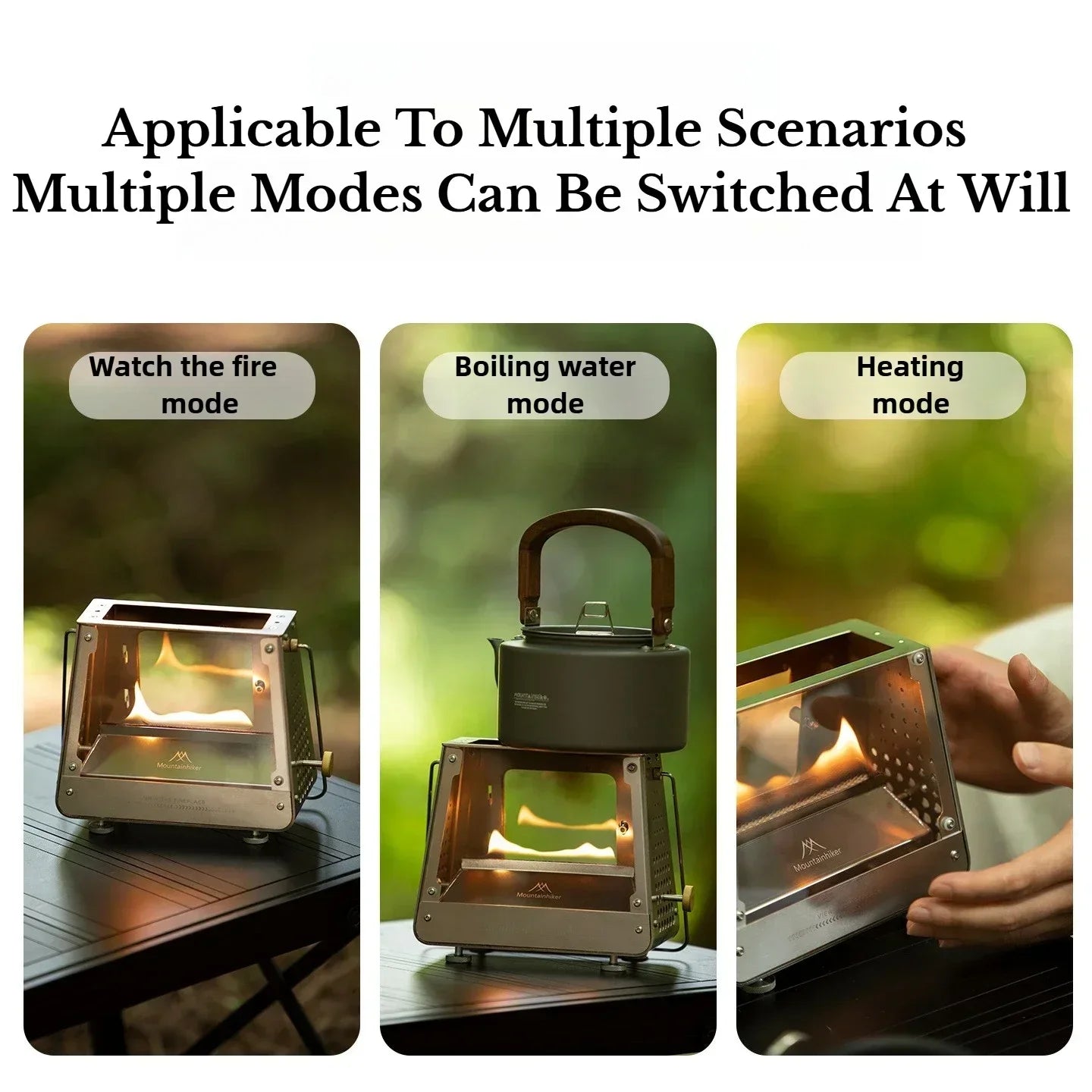 MOUNTAINHIKER Outdoor Camping Portable Burning Platform Stainless Steel Mini Firewood Stove Lightweight Small Observation Stove