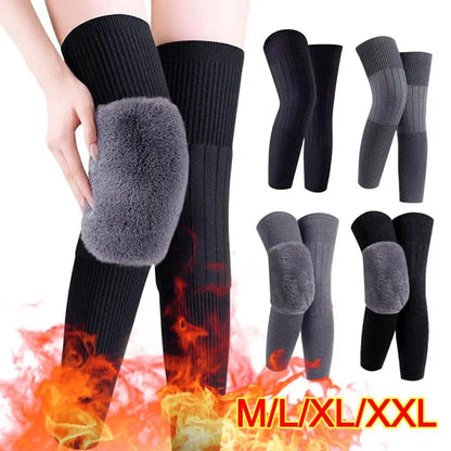 New Plus Velvet Winter Knee Pads Universal Windproof Coldproof Warm Knee Sleeve Thickened Elastic Leg Sleeves Unisex