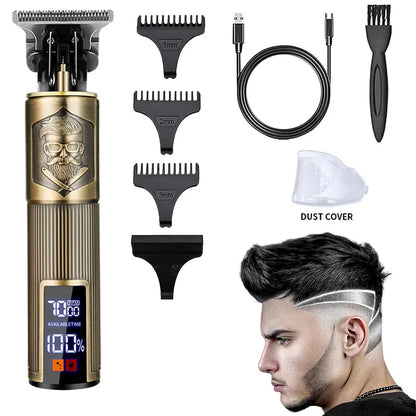 Carving Hair Clipper Professional Hair Cutting Machine Barber Rechargeable Hair Trimmer Metal Haircut Machine Clipper for Men