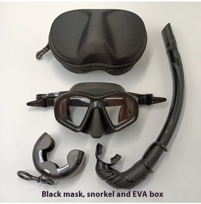 Adult Liquid Silicone Professional Snorkeling Two-Piece Set Waterproof and Fog-Proof Diving Goggles Mask and Snorkel Set