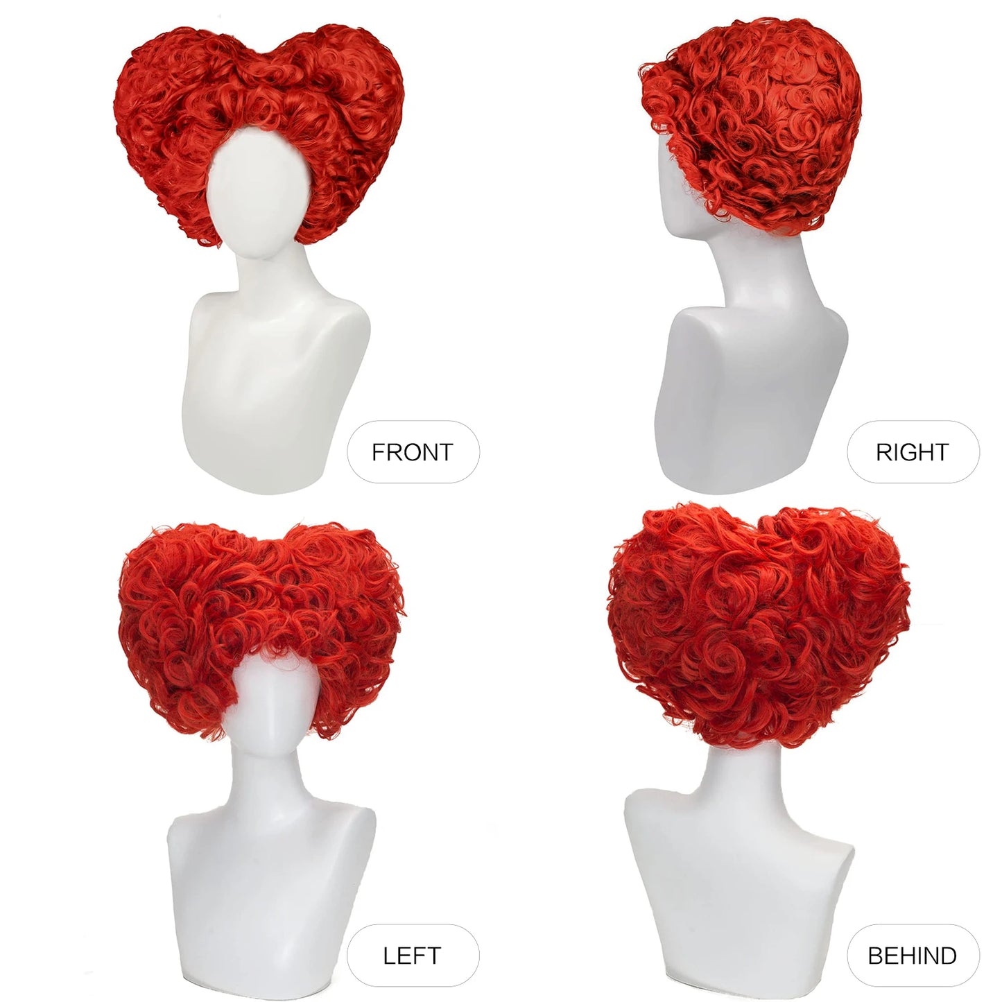Synthetic 10inch Curly Heart Shape Alice Red Queen Cosplay Women Costume Wig for Halloween Christmas School Thanksgiving Day