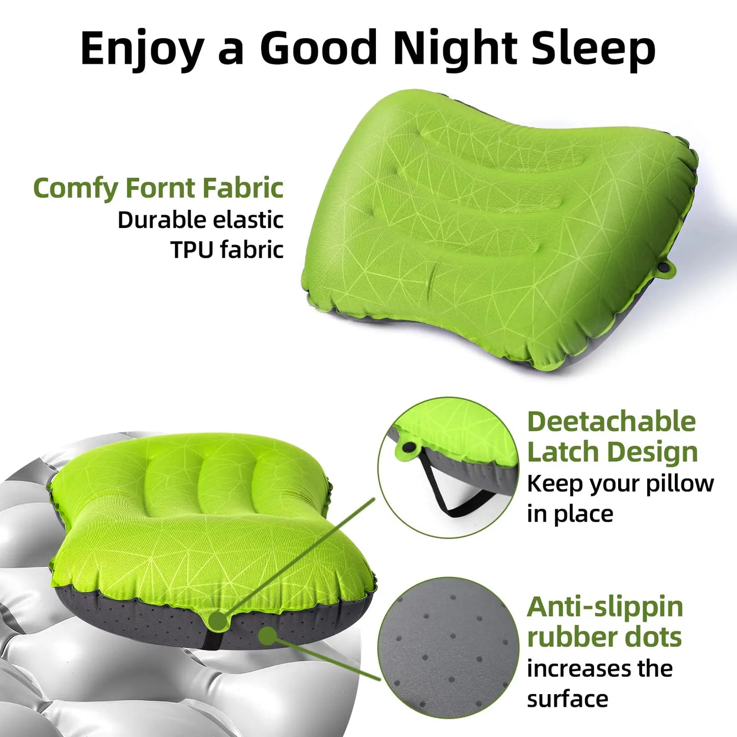 Inflatable Camping Travel Pillow Ultralight Portable Backpacking Pillow for Neck Lumbar Support Camp Hiking Sleeping