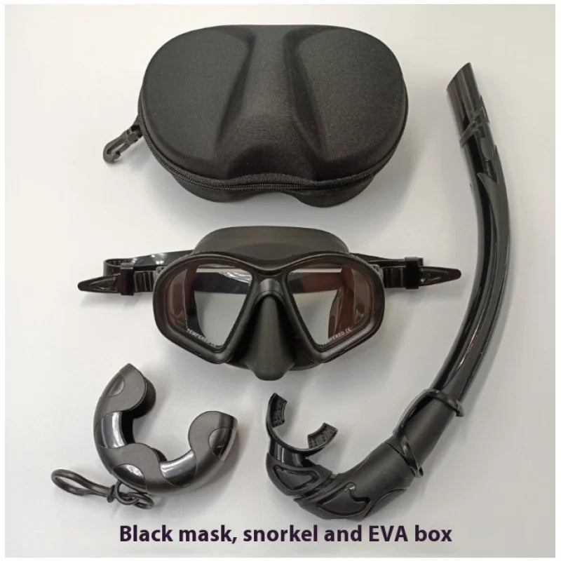 Adult Liquid Silicone Professional Snorkeling Two-Piece Set Waterproof and Fog-Proof Diving Goggles Mask and Snorkel Set