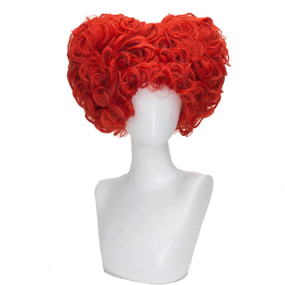 Synthetic 10inch Curly Heart Shape Alice Red Queen Cosplay Women Costume Wig for Halloween Christmas School Thanksgiving Day