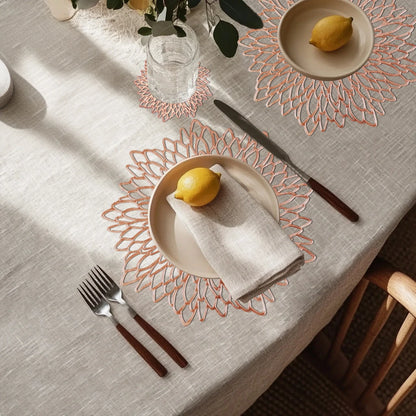 PVC Placemats Metallic Glitter Vinyl Dinning Table Mats Hollow Out Leaf Placemats For Thanksgiving Christmas Holiday Decorative