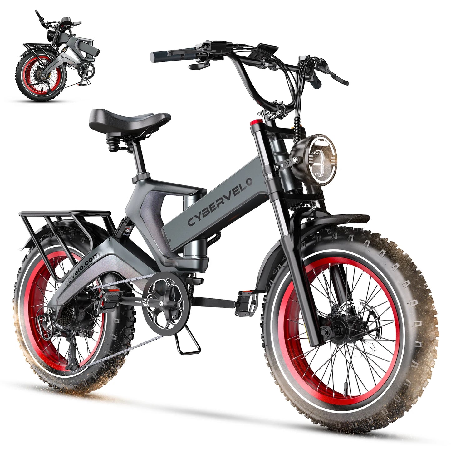Cybervelo EK6 Peak 2000W 20"x4.0” Fat Tire Folding Electric Bike, 35MPH 100Miles ,48V 25Ah Build-in Battery, Foldable Ebike