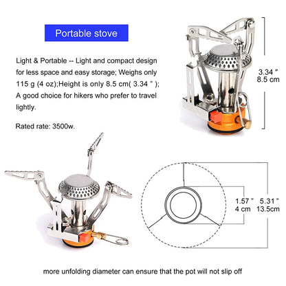 Widesea Portable Camping Cookware Set Aluminum  1.3L Pot 440ML Cup Stove Cutlery Set Bracket for Outdoor Cooking Hiking Backpack
