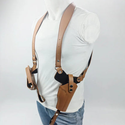 Concealed tactical hunting underarm holster PU Leather Gun  1911 Glock 17 19 31 Holster with Double Magazine Pouch