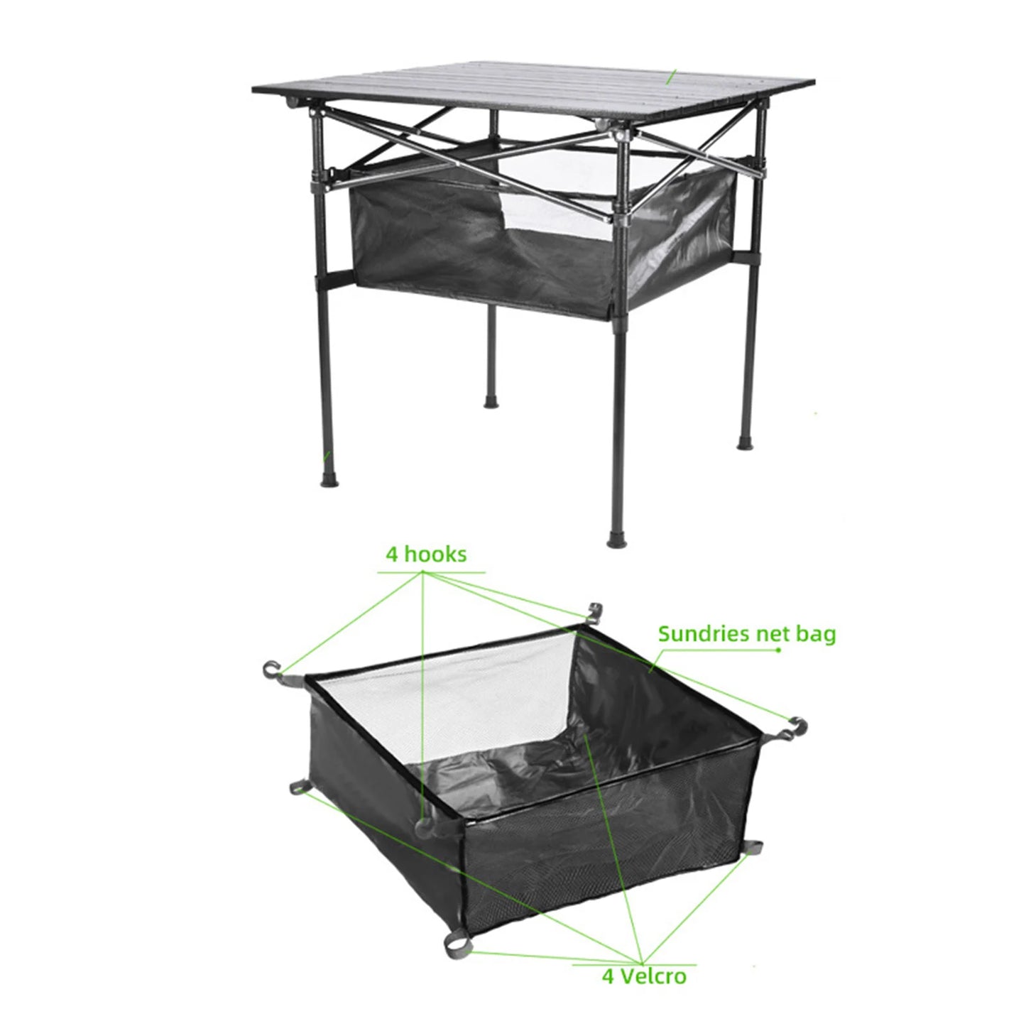 Camping Table Hanging Net Mesh Basket Organizer Rack Bag Net Bag Under Table Storage Bag For Outdoors Picnic Cookware