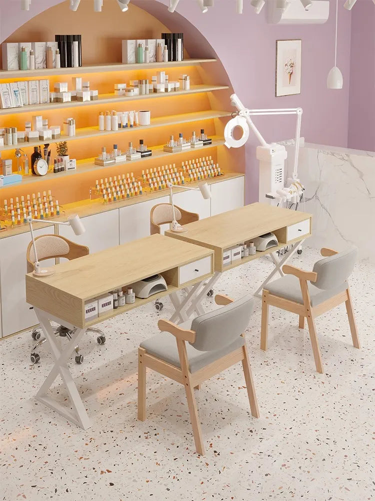 Modern Rustic Manicure Table Eclectic Trendy Minimalist Unique Nail Table With Storage Multifunctional Mesa Manicura Furniture