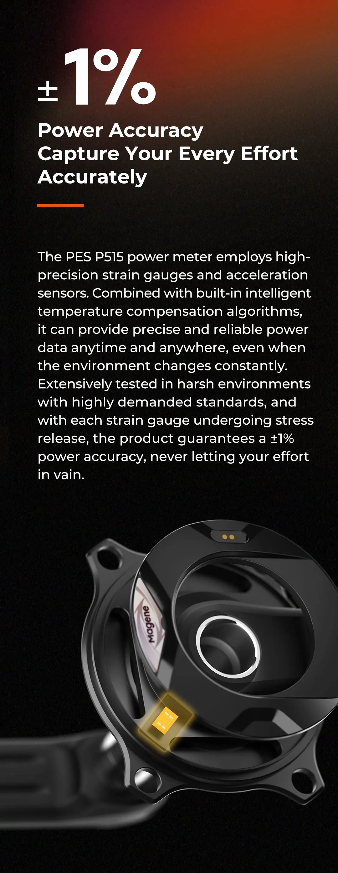 Magene PES P515 Power Meter Set 110 BCD 4 Bolt 24mm Steel Spindle Cycling Spider-Based Power Meter Chainring for Shimano Sram