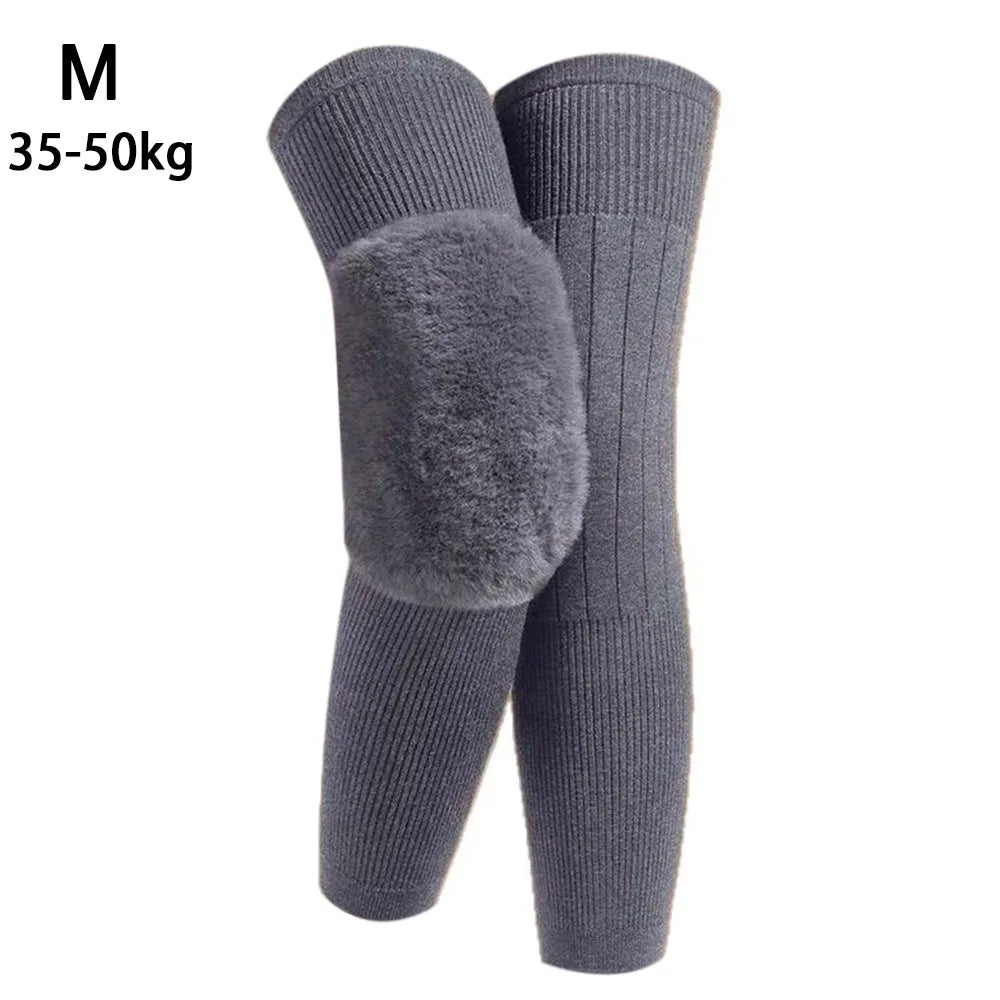 New Plus Velvet Winter Knee Pads Universal Windproof Coldproof Warm Knee Sleeve Thickened Elastic Leg Sleeves Unisex