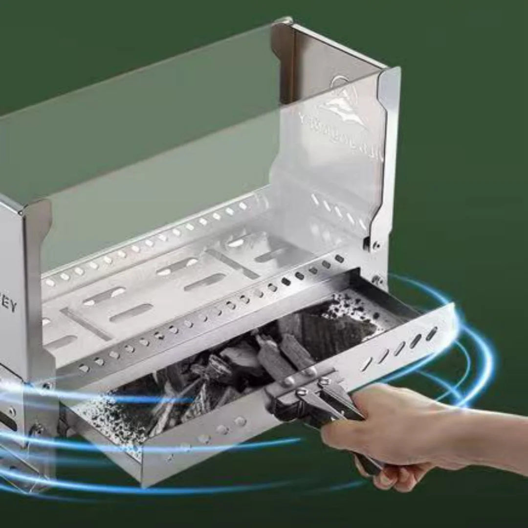 SmiloDon Camping Folding Brazier IGT Half-Unit Bonfire Stove Desktop Campfire Furance Windproof Firewood Stove Outdoor Heater